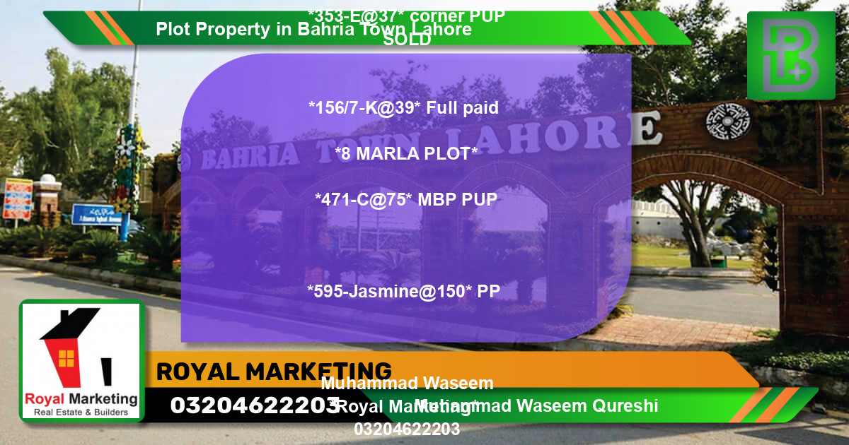 Residential Plot for Sale in Bahria Town, Lahore - (BP-69980)