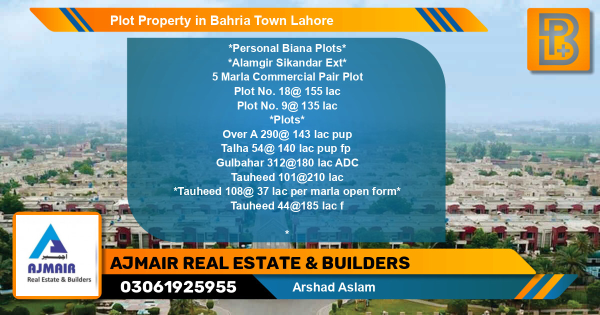 Commercial Plot for Sale in Bahria Town, Lahore - (BP-70002)