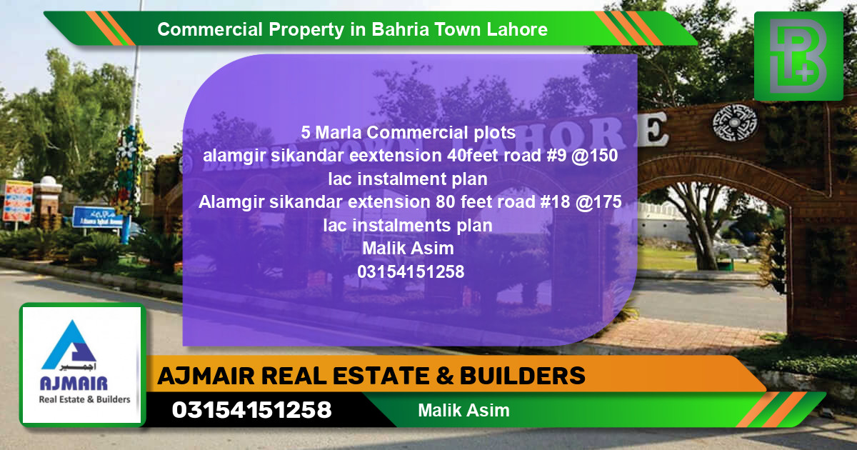 Commercial Property for Sale in Bahria Town, Lahore - (BP-70082)