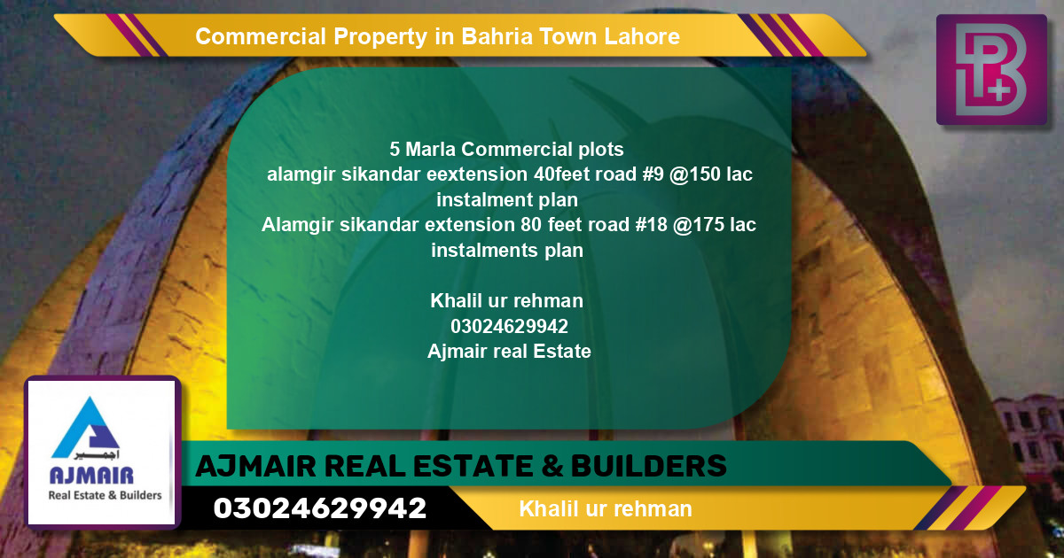 Commercial Property for Sale in Bahria Town, Lahore - (BP-70084)