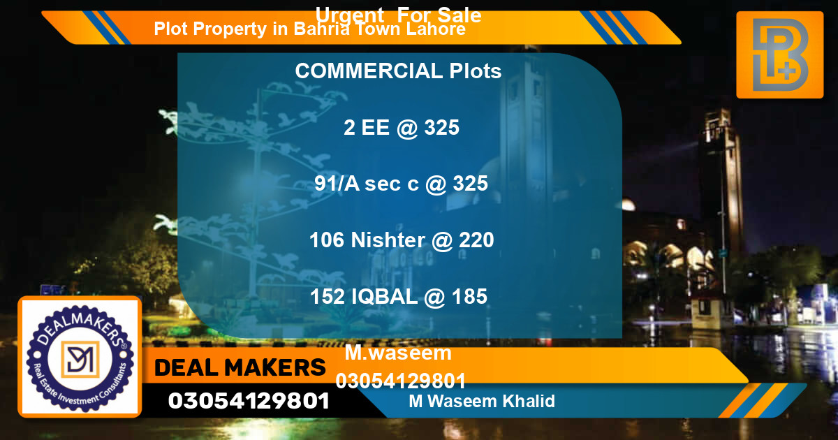 Commercial Plot for Sale in Bahria Town, Lahore - (BP-70110)