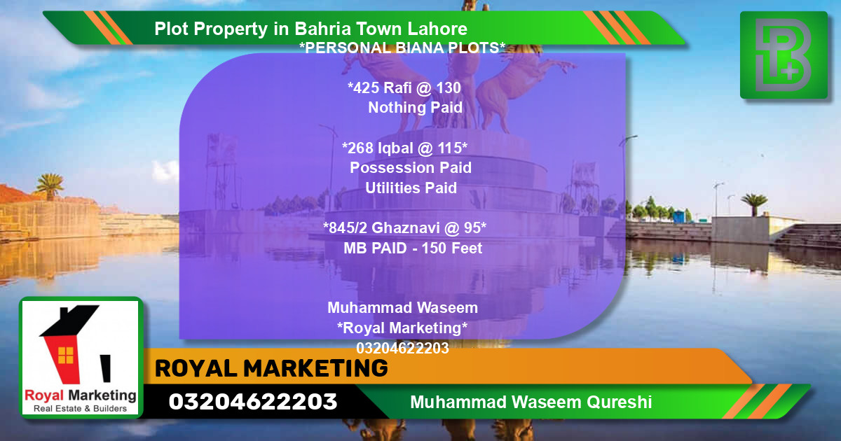 Residential Plot for Sale in Bahria Town, Lahore - (BP-70153)