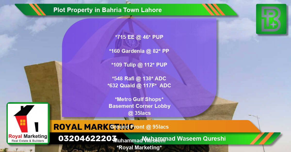 Residential Plot for Sale in Bahria Town, Lahore - (BP-70156)