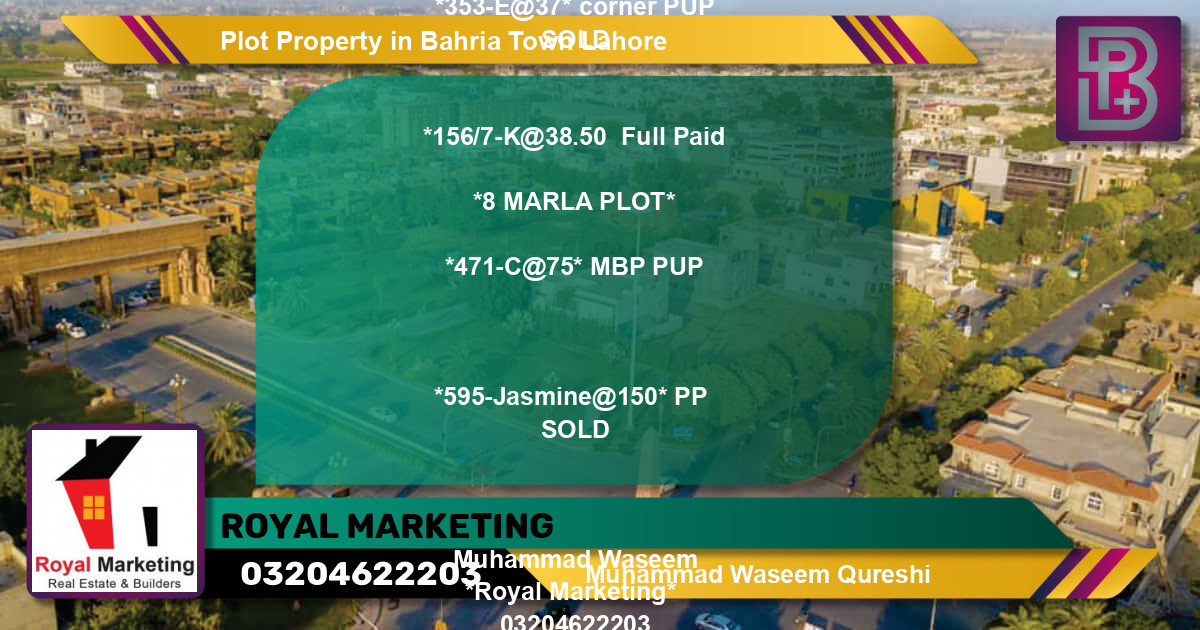 Residential Plot for Sale in Bahria Town, Lahore - (BP-70170)
