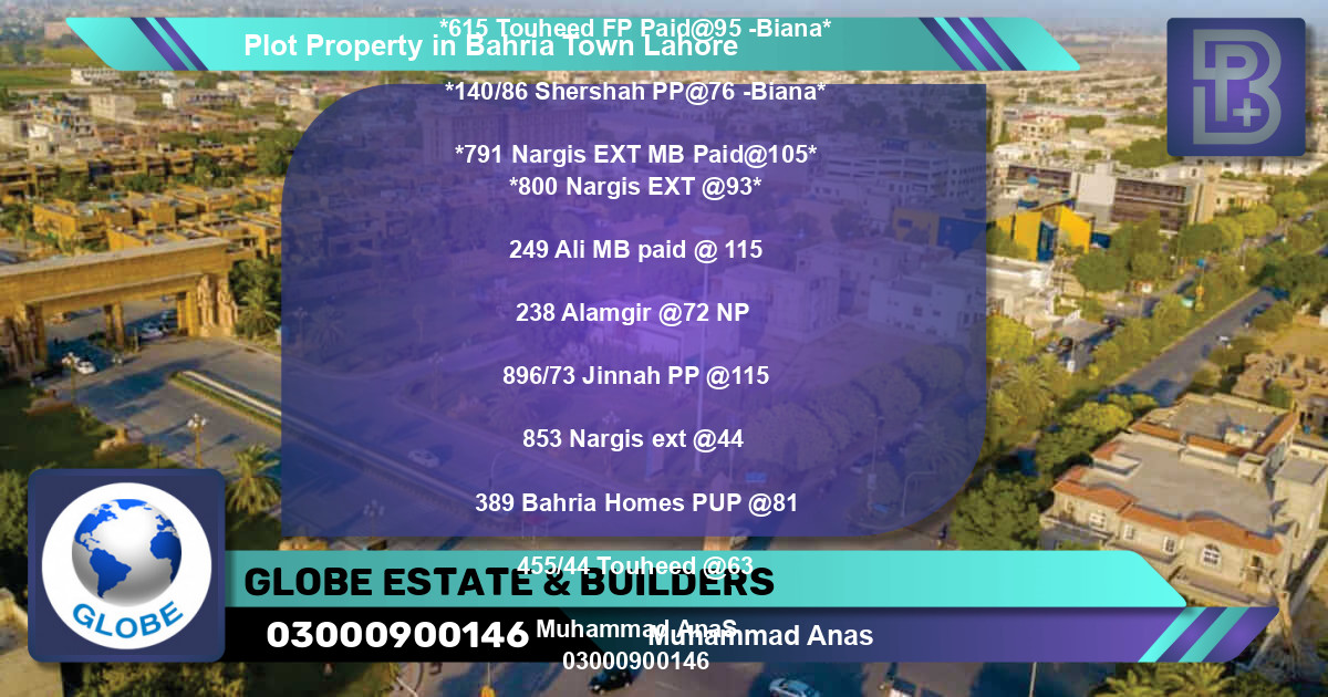 Residential Plot for Sale in Bahria Town, Lahore - (BP-70180)