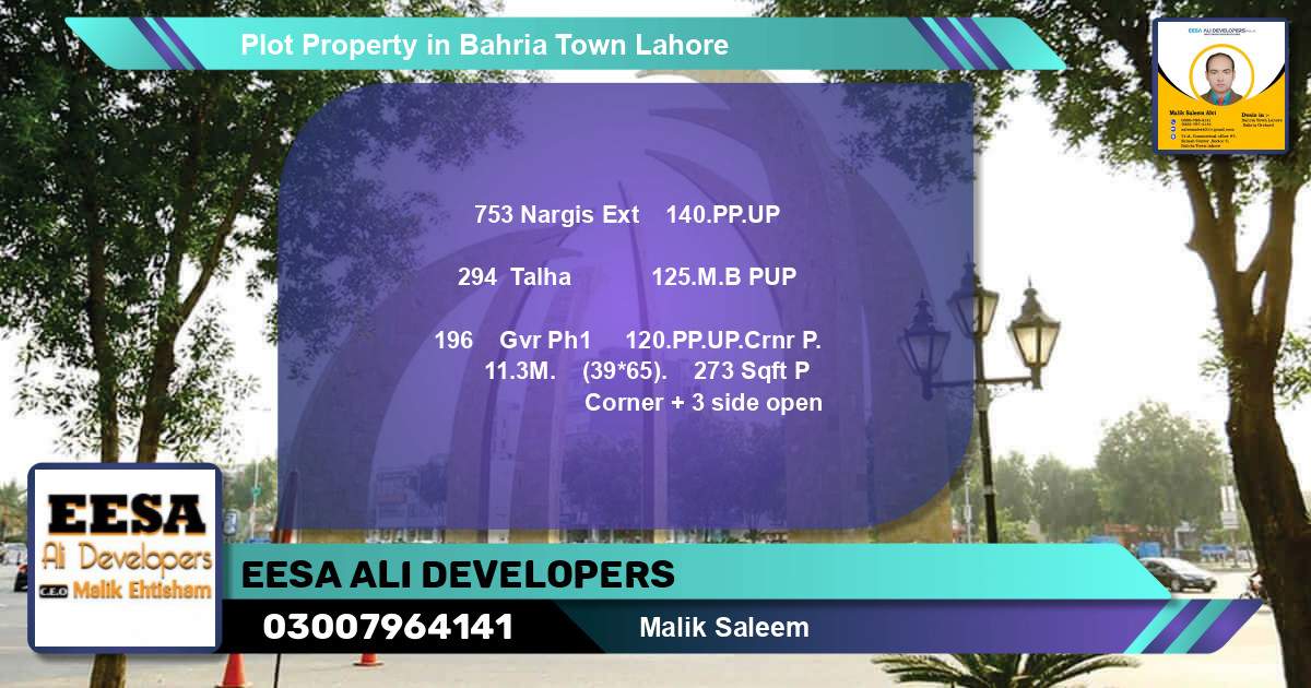 Residential Plot for Sale in Bahria Town, Lahore - (BP-70205)