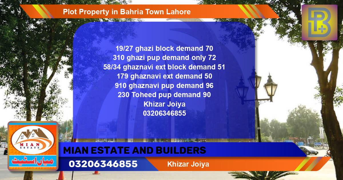 Residential Plot for Sale in Bahria Town, Lahore - (BP-70209)