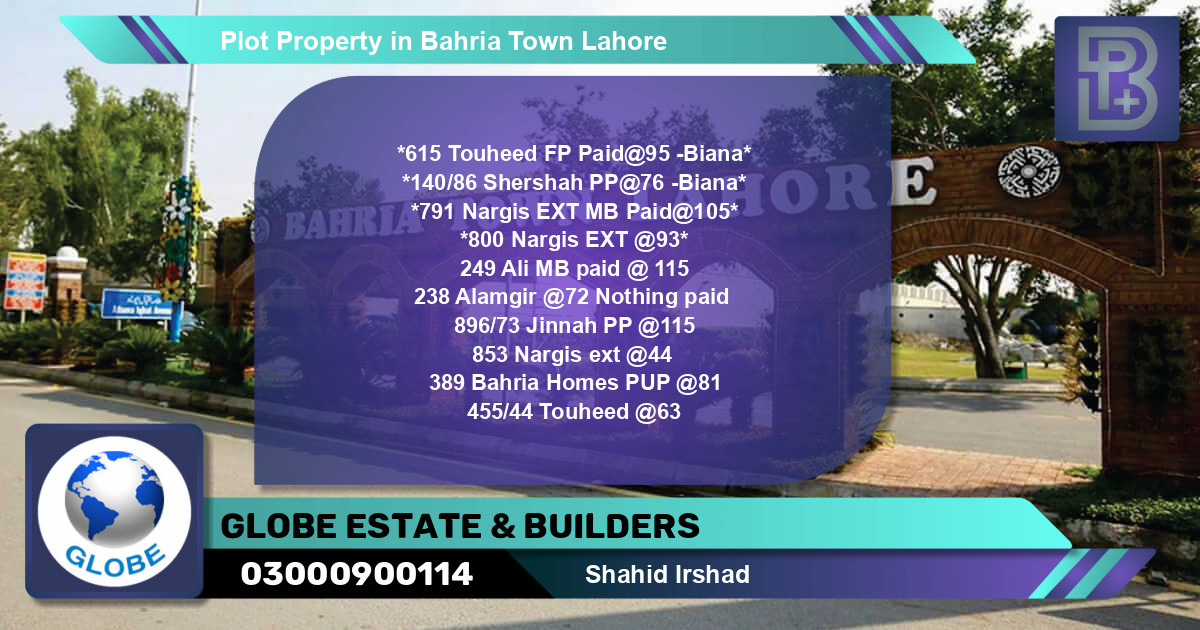 Residential Plot for Sale in Bahria Town, Lahore - (BP-70219)