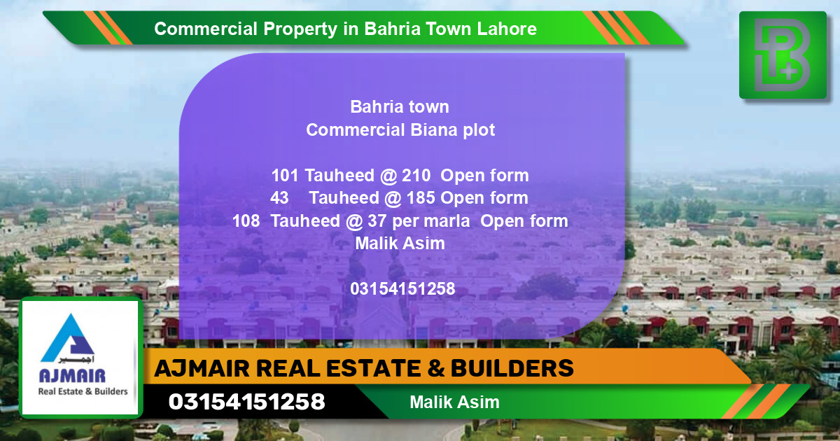 Commercial Property for Sale in Bahria Town, Lahore - (BP-70252)