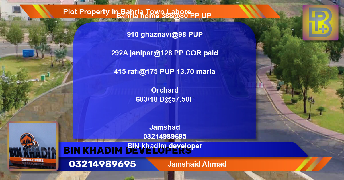 Residential Plot for Sale in Bahria Town, Lahore - (BP-70263)