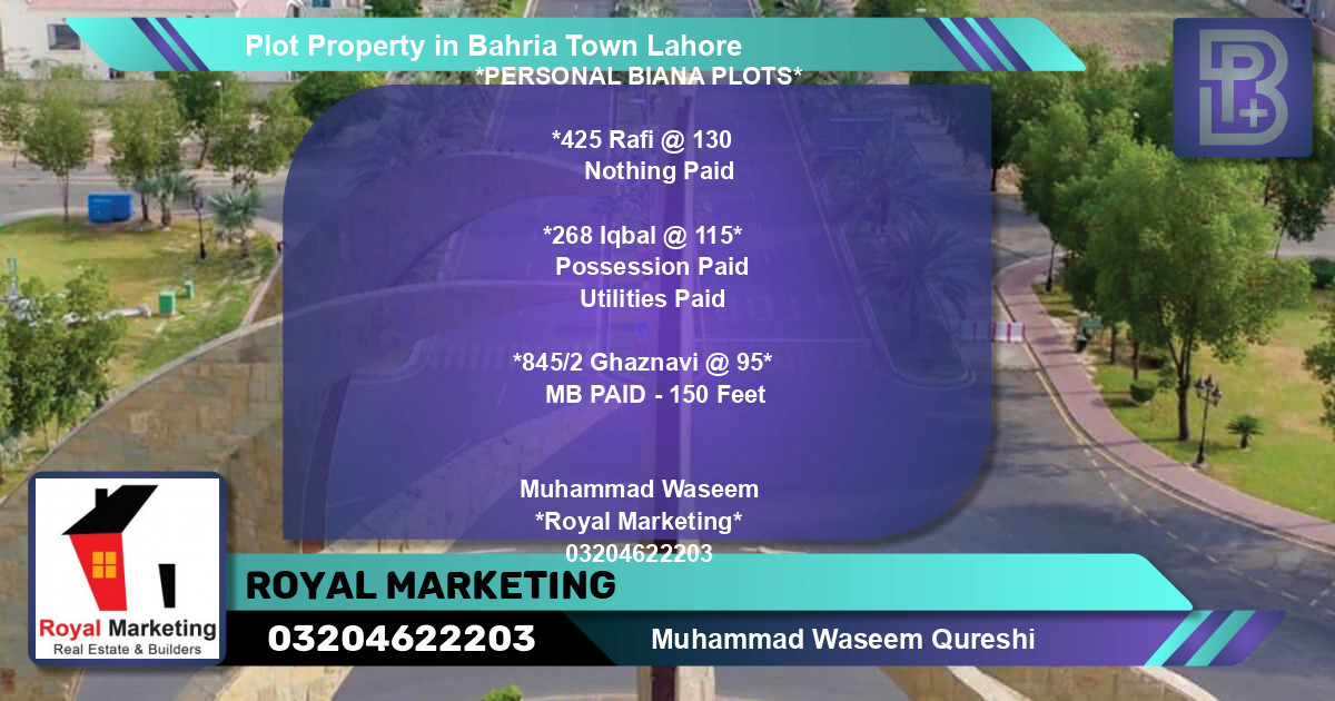 Residential Plot for Sale in Bahria Town, Lahore - (BP-70264)