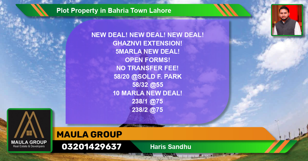 Residential Plot for Sale in Bahria Town, Lahore - (BP-70294)