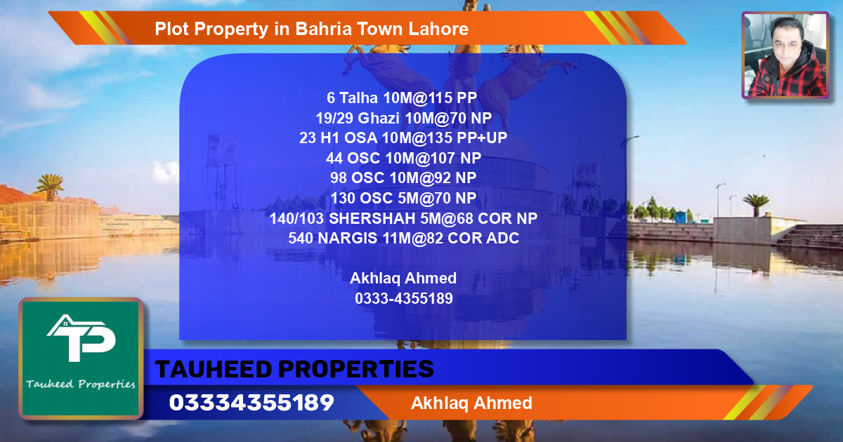 Residential Plot for Sale in Bahria Town, Lahore - (BP-70314)