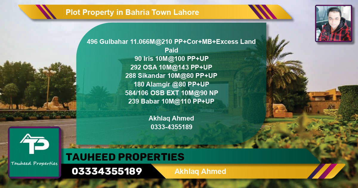 Residential Plot for Sale in Bahria Town, Lahore - (BP-70316)