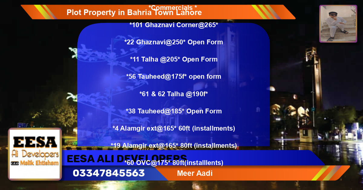 Commercial Plot for Sale in Bahria Town, Lahore - (BP-70326)