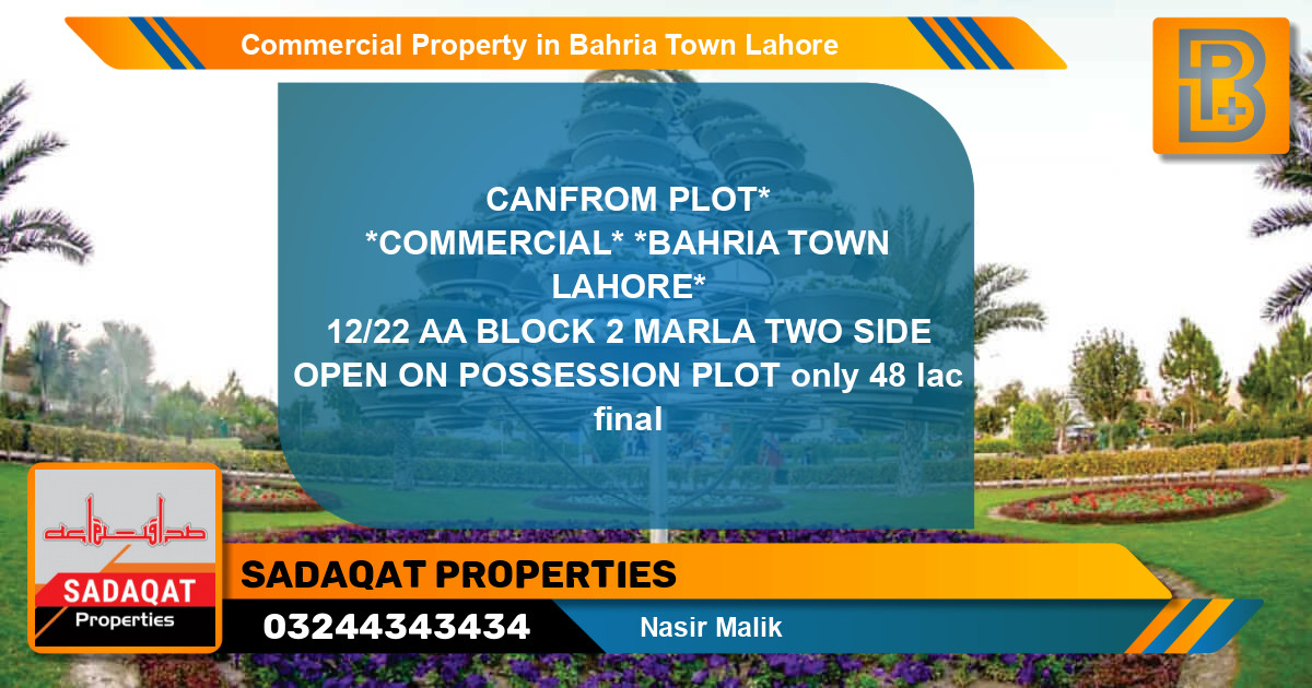 Commercial Property for Sale in Bahria Town, Lahore - (BP-70335)