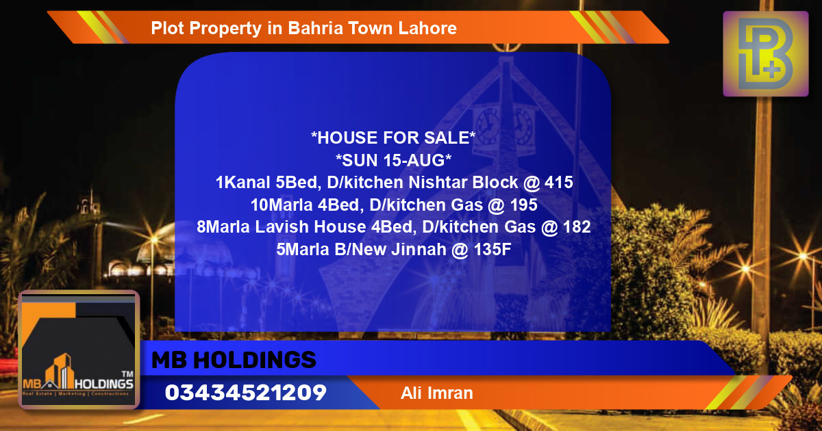 Residential Plot for Sale in Bahria Town, Lahore - (BP-70336)