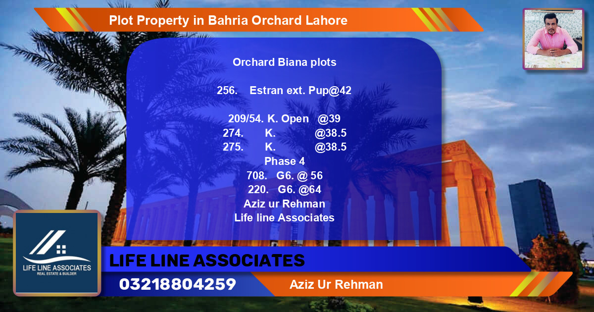 Residential Plot for Sale in Bahria Orchard, Lahore - (BP-70342)