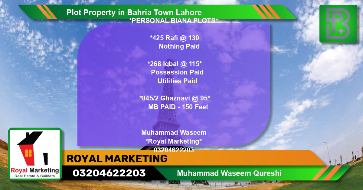 Residential Plot for Sale in Bahria Town, Lahore - (BP-70343)