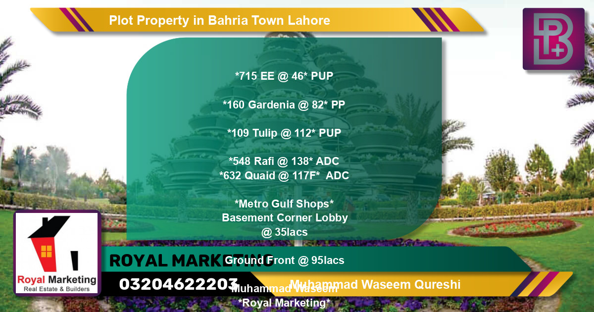 Residential Plot for Sale in Bahria Town, Lahore - (BP-70349)