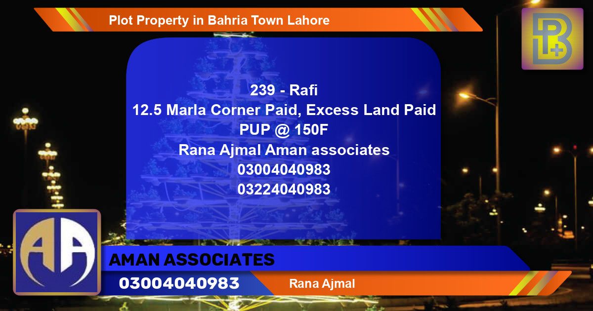 Residential Plot for Sale in Bahria Town, Lahore - (BP-70350)