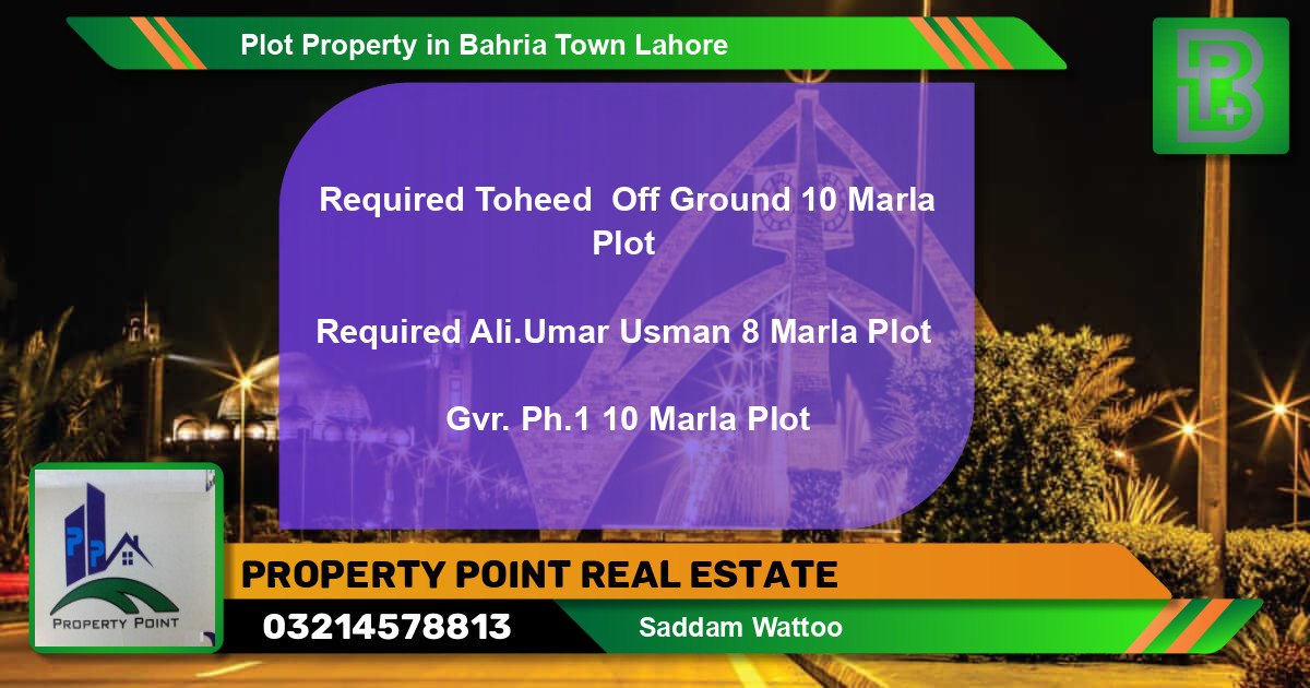 Residential Plot for Sale in Bahria Town, Lahore - (BP-70351)