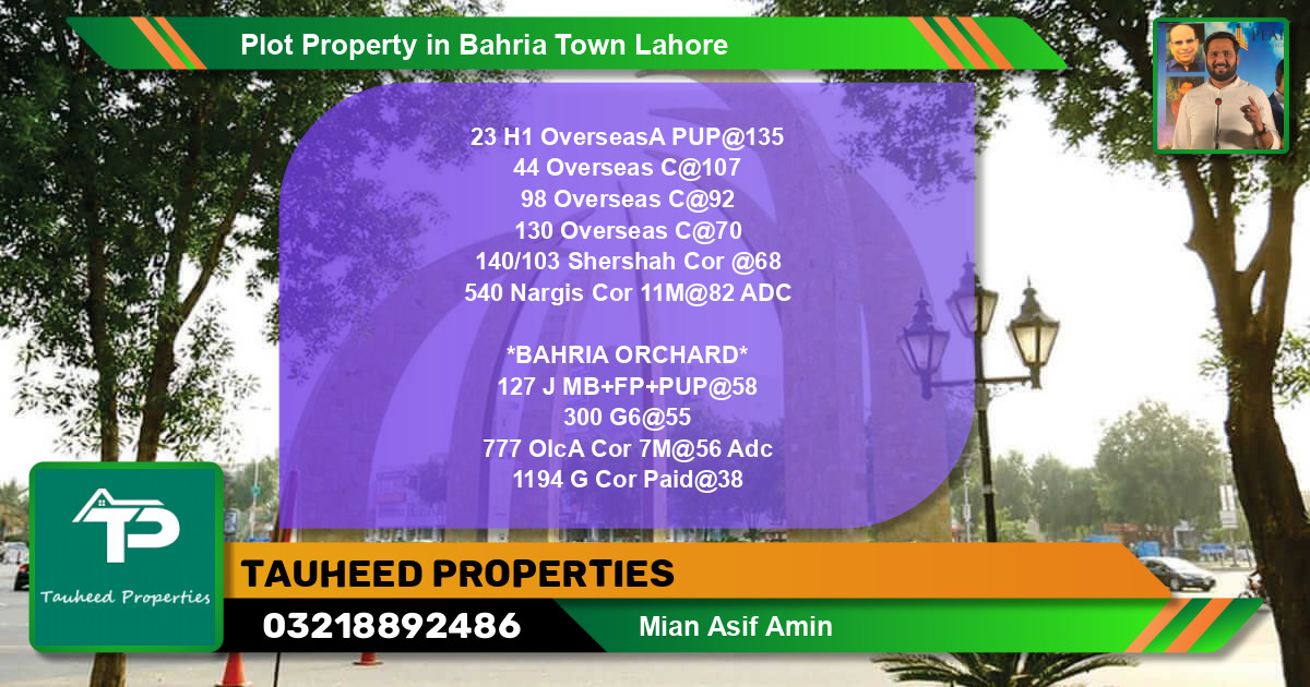 Residential Plot for Sale in Bahria Town, Lahore - (BP-70358)