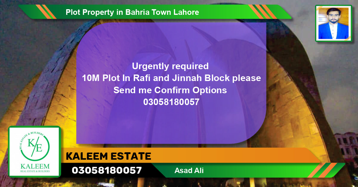 Residential Plot for Sale in Bahria Town, Lahore - (BP-70369)