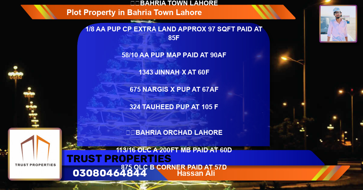 Residential Plot for Sale in Bahria Town, Lahore - (BP-70377)