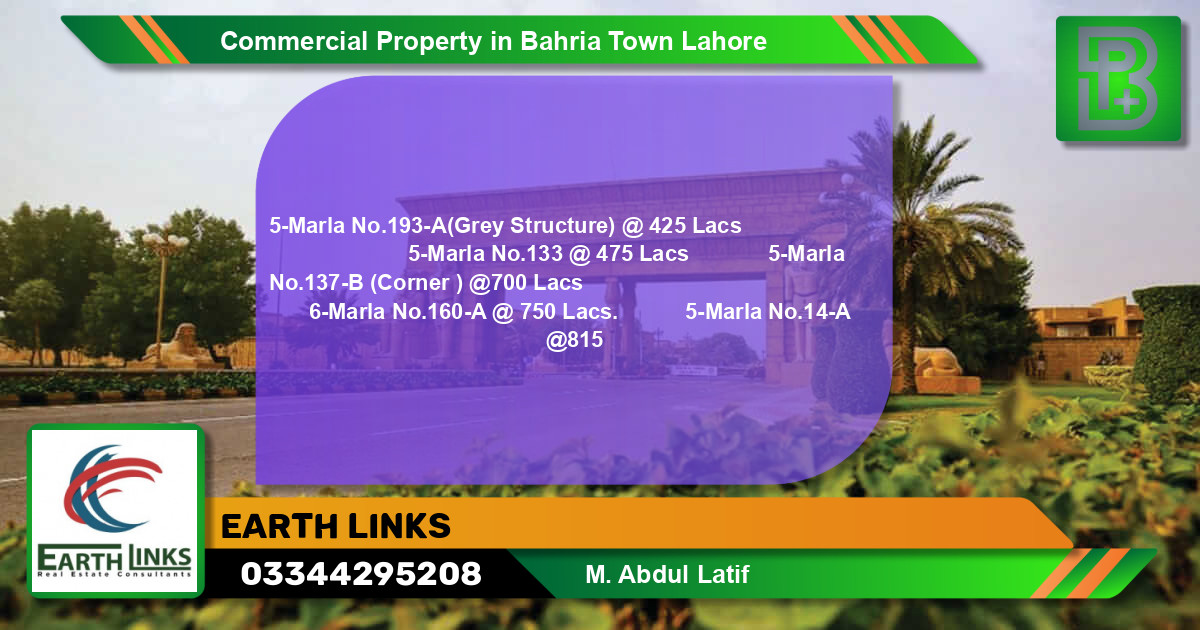 Commercial Property for Sale in Bahria Town, Lahore - (BP-70380)
