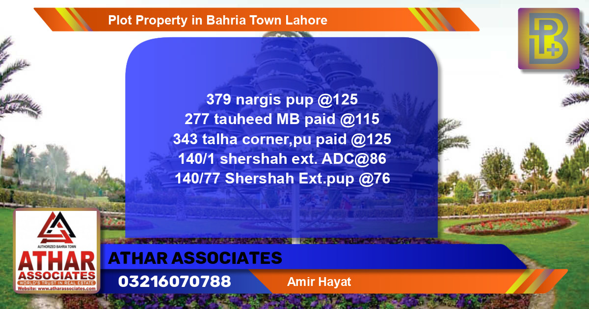 Residential Plot for Sale in Bahria Town, Lahore - (BP-70385)