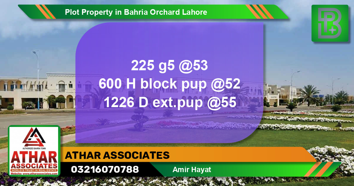 Residential Plot for Sale in Bahria Orchard, Lahore - (BP-70388)