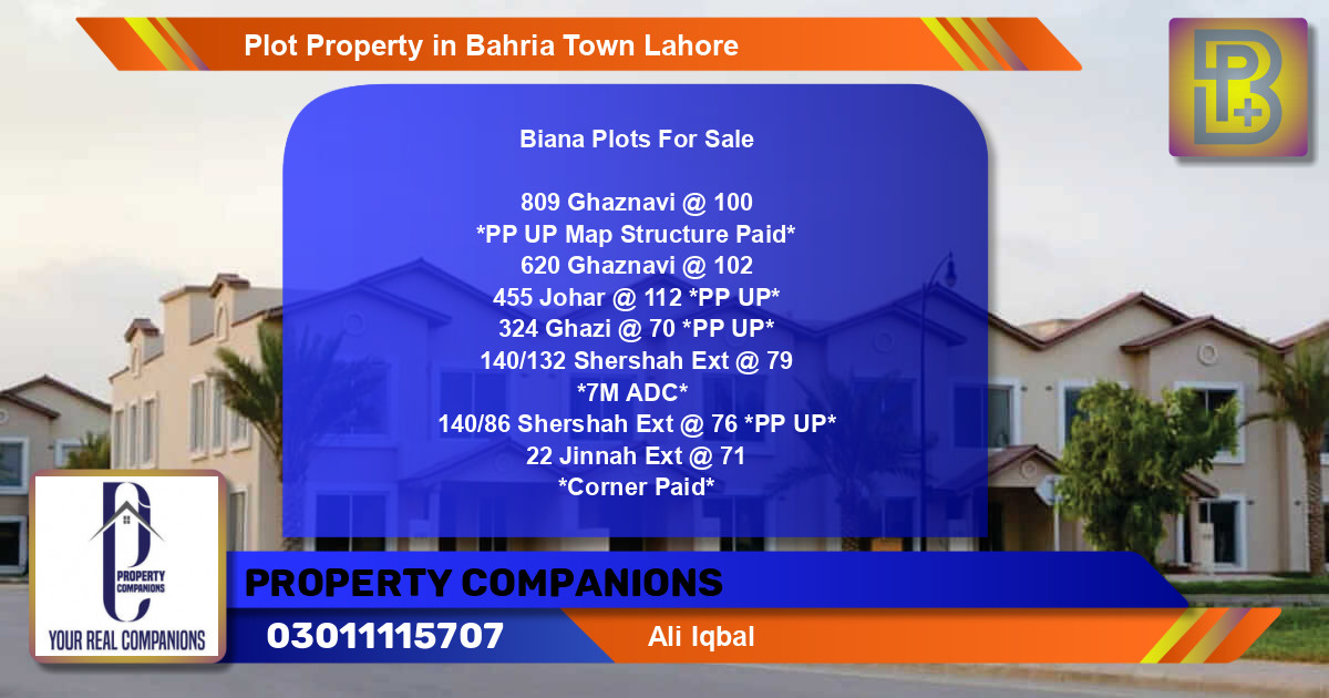 Residential Plot for Sale in Bahria Town, Lahore - (BP-70404)