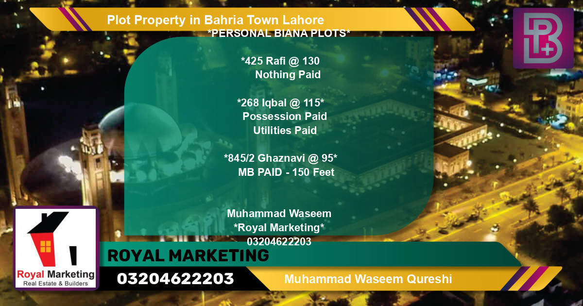 Residential Plot for Sale in Bahria Town, Lahore - (BP-70423)