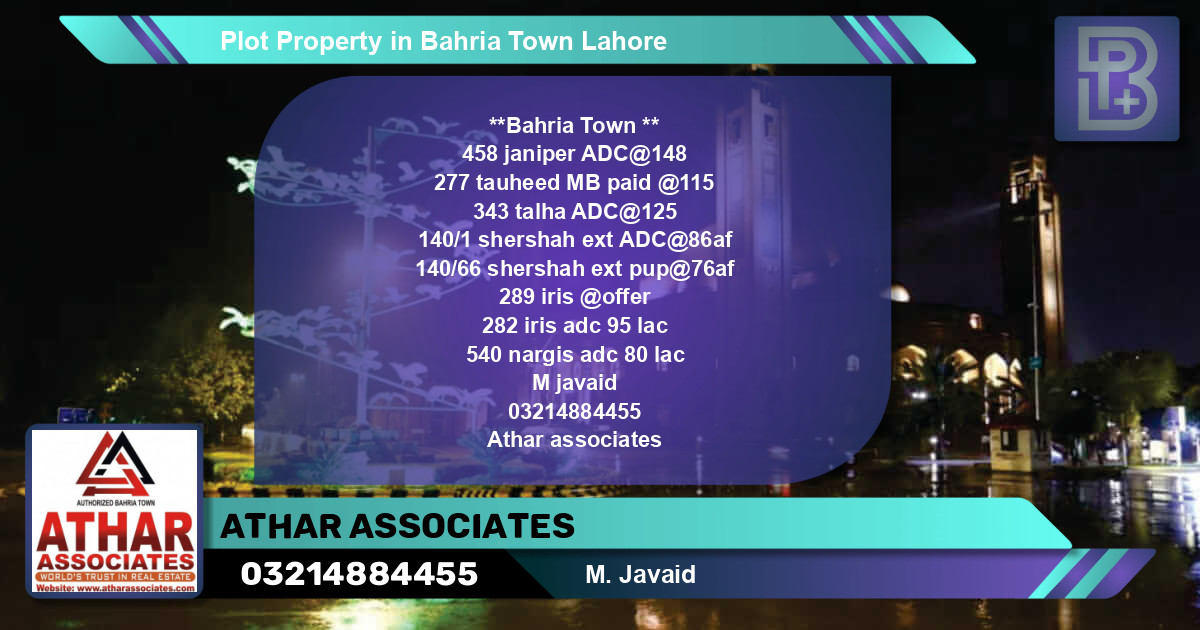 Residential Plot for Sale in Bahria Town, Lahore - (BP-70433)