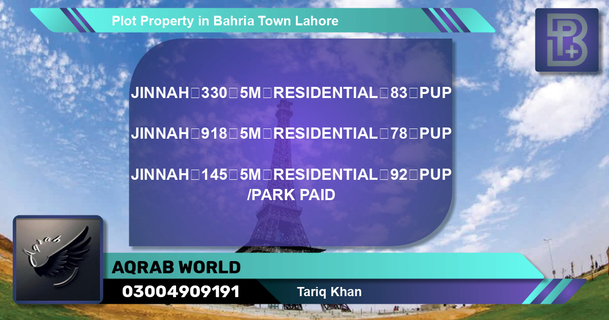 Residential Plot for Sale in Bahria Town, Lahore - (BP-70469)