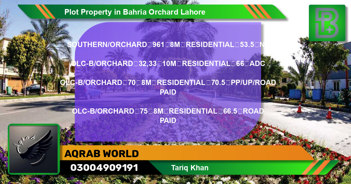 Residential Plot for Sale in Bahria Orchard, Lahore - (BP-70470)