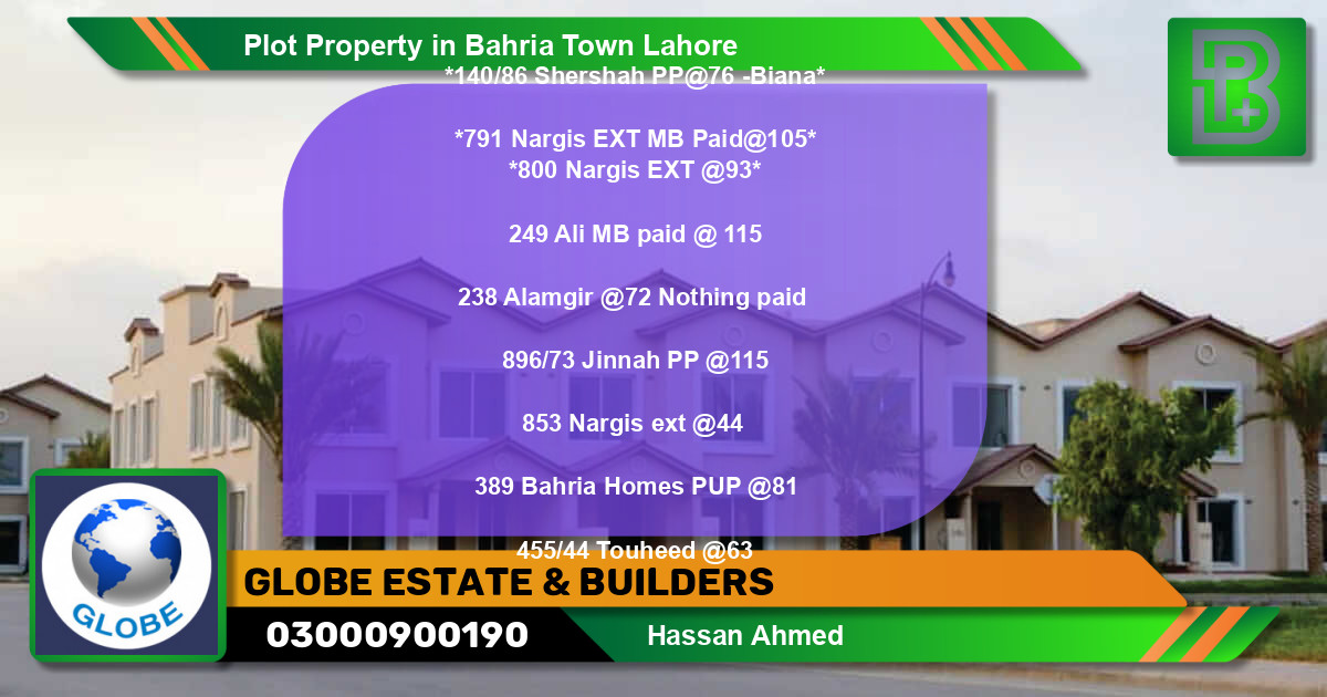 Residential Plot for Sale in Bahria Town, Lahore - (BP-70498)