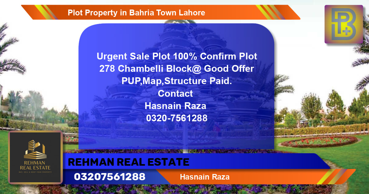 Residential Plot for Sale in Bahria Town, Lahore - (BP-70504)