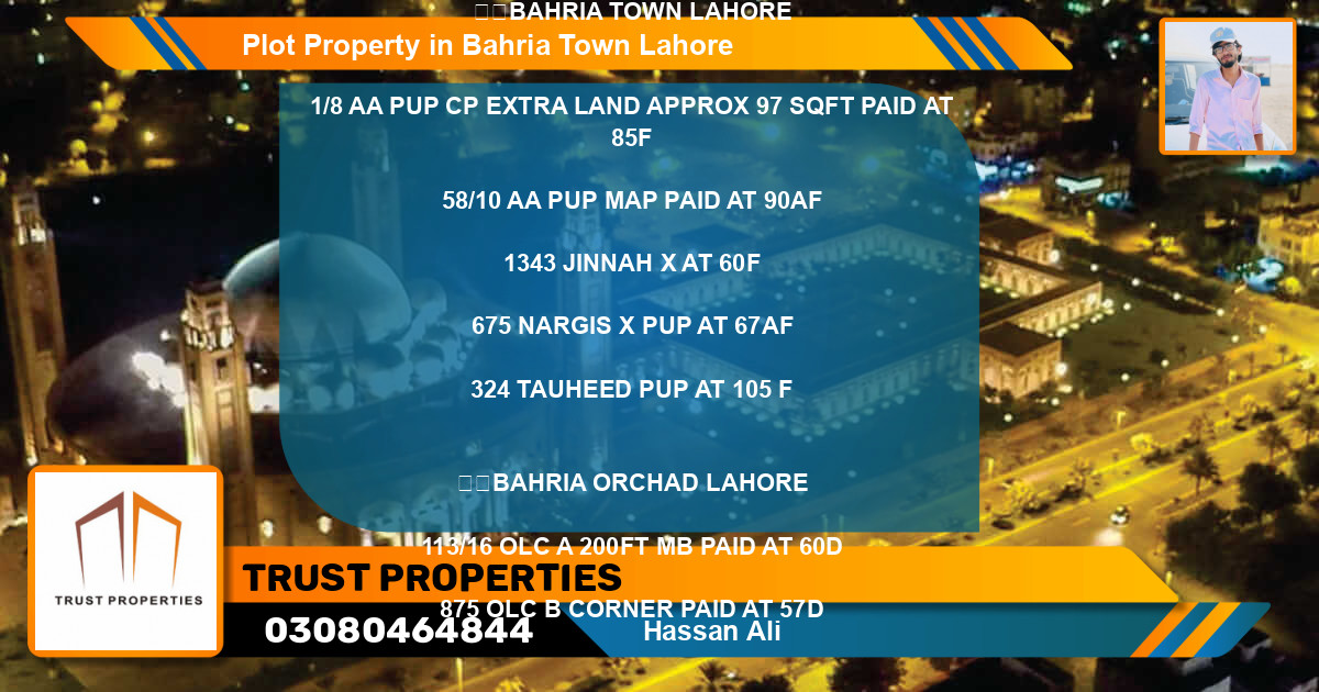 Residential Plot for Sale in Bahria Town, Lahore - (BP-70505)