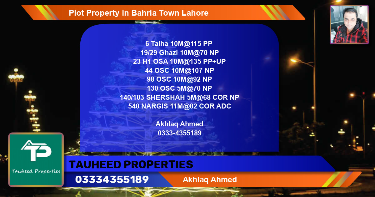 Residential Plot for Sale in Bahria Town, Lahore - (BP-70547)