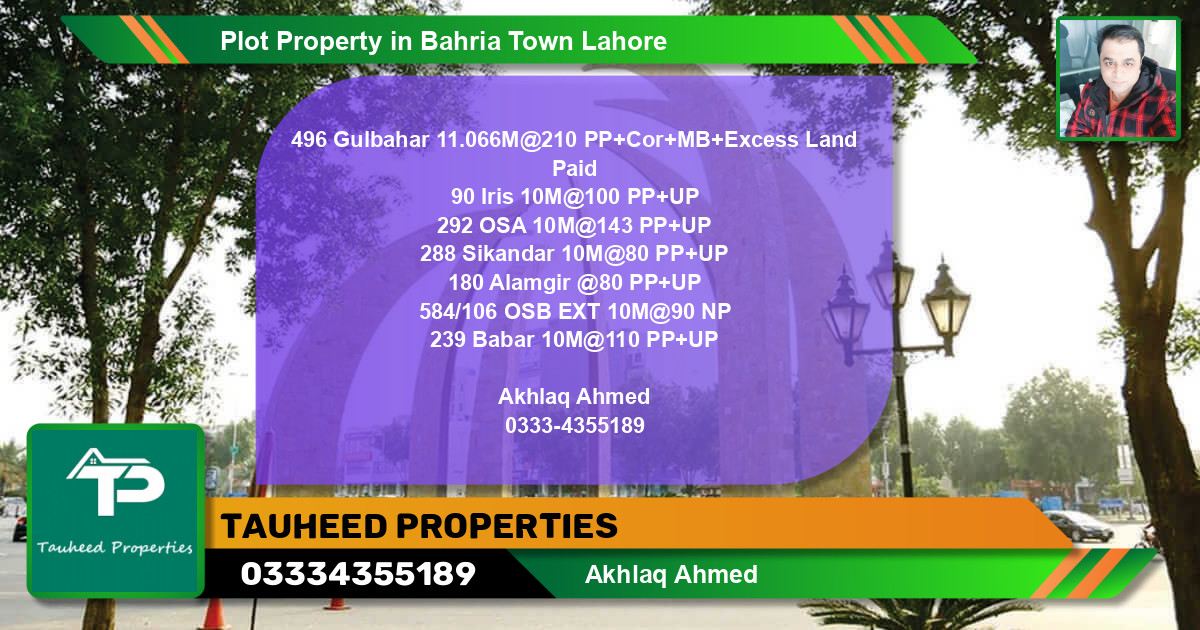 Residential Plot for Sale in Bahria Town, Lahore - (BP-70549)