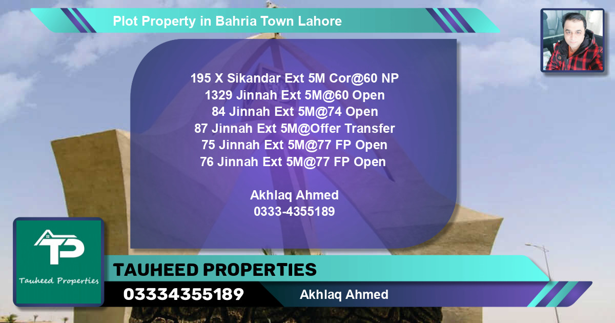 Residential Plot for Sale in Bahria Town, Lahore - (BP-70550)