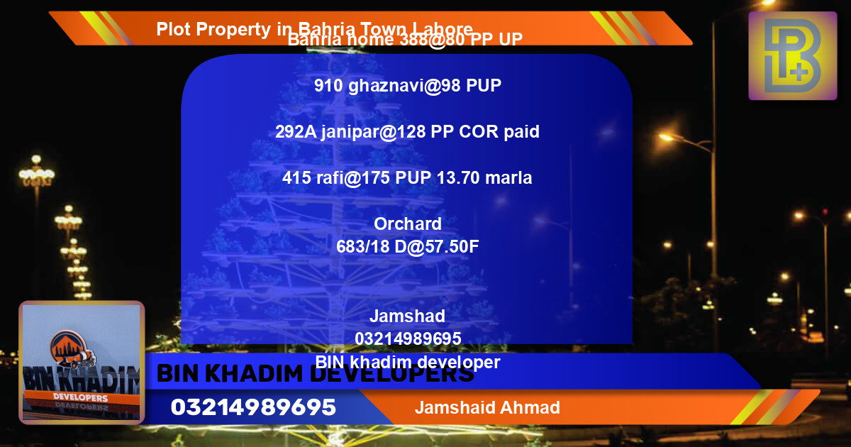 Residential Plot for Sale in Bahria Town, Lahore - (BP-70580)