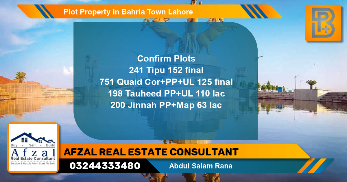 Residential Plot for Sale in Bahria Town, Lahore - (BP-70582)
