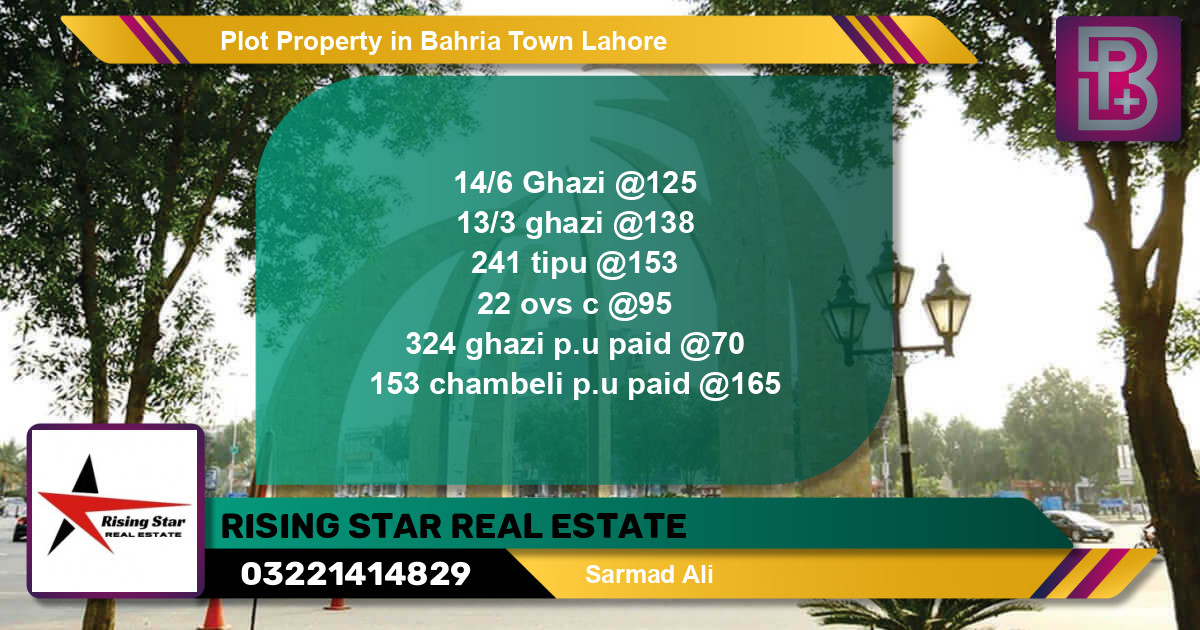 Residential Plot for Sale in Bahria Town, Lahore - (BP-70588)