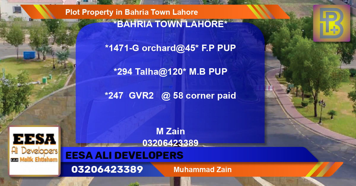 Residential Plot for Sale in Bahria Town, Lahore - (BP-70605)