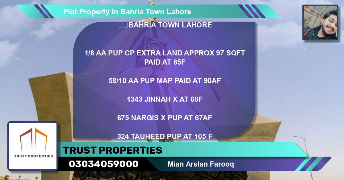 Residential Plot for Sale in Bahria Town, Lahore - (BP-70621)