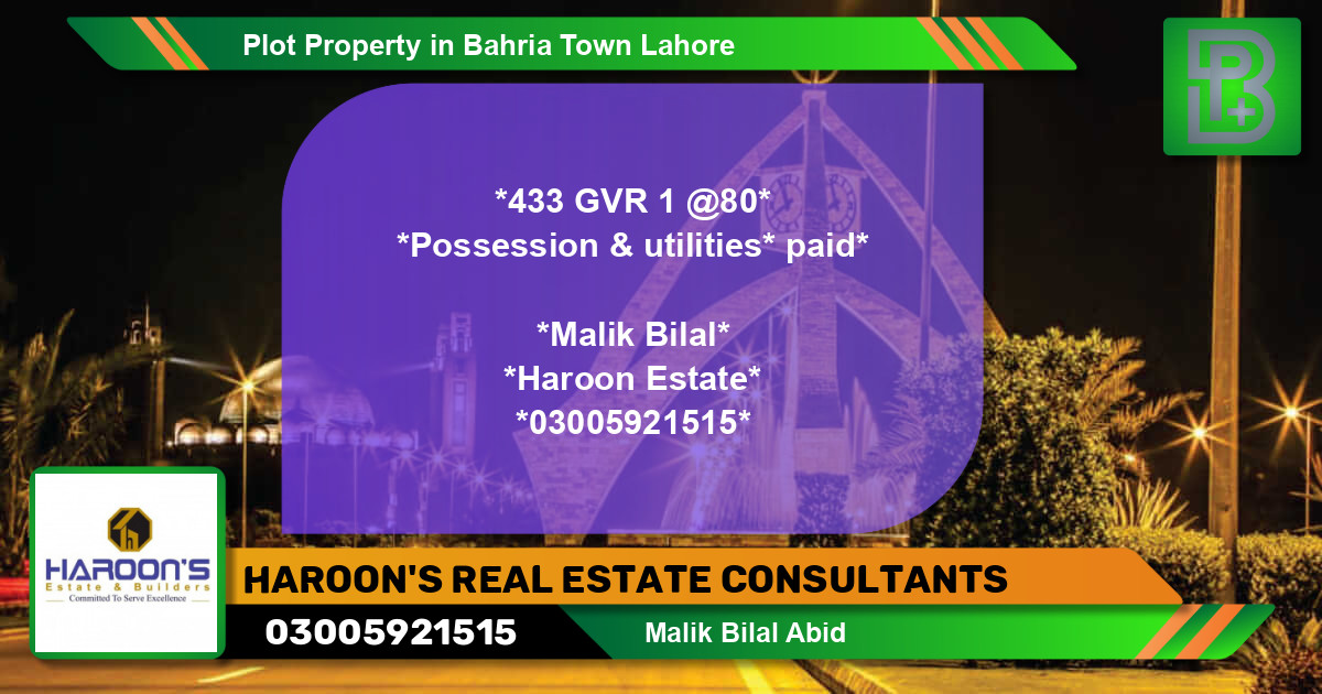 Residential Plot for Sale in Bahria Town, Lahore - (BP-70626)
