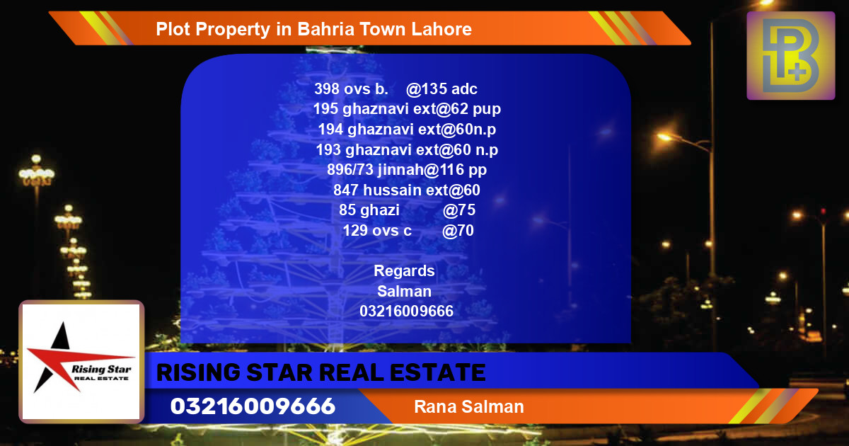 Residential Plot for Sale in Bahria Town, Lahore - (BP-70642)